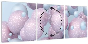 Tablou abstract - Bile în pastel (cu ceas) (90x30 cm)