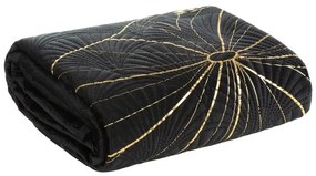 Cuvertură de pat de design LOTOS negru cu motiv auriu