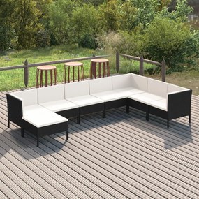 3094420 vidaXL Set mobilier de grădină cu perne, 8 piese, negru, poliratan