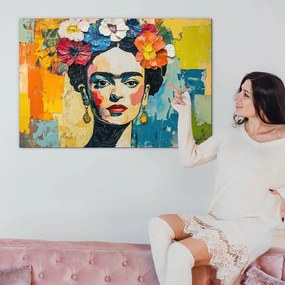 DUBLEZ | Tablou din lemn - Frida Kahlo în culori