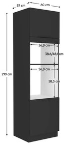 Dulap înalt pentru cuptor încorporat și cuptor cu microunde Sobera 60 DPM 210 2F (negru . 1097020