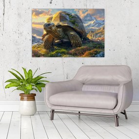 Tablou - Țestoasă și peisaj montan (90x60 cm)