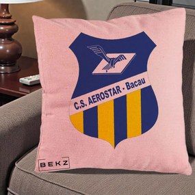 Perna Personalizata CS Aerostar Bacau Fotbal, 40x40 cm, Roz, Husa Detasabila, Perna Inclusa, BEKZ®
