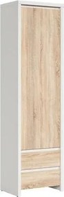 Dulap KASPIAN, stejar sonoma/alb, PAL, cu o usa si 2 sertare, 56x41x20