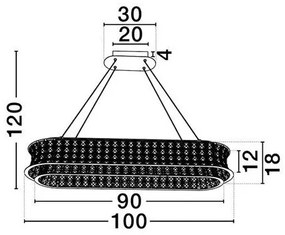 Lustra suspendata LED crom, cristale sticla CELYSIA 100x30cm