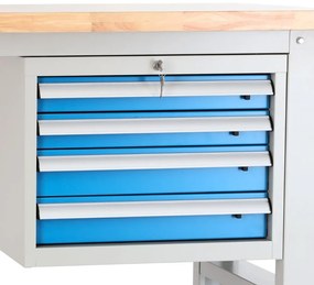 Masa atelier Stejar masiv-24, 180 cm, 2 cutii suspendate, stejar