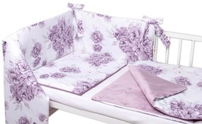 BABY NELLYS 3-dílná set de Mantinel cu lenjerie de pat, bumbac / catifea, Flamingo - prună 120x90