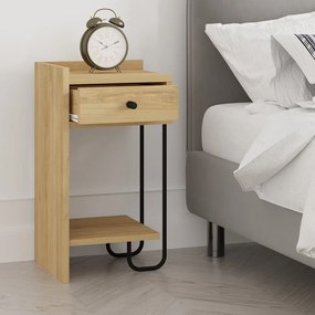 Noptieră în culoare naturală cu rafturi cu aspect de lemn de stejar Mercure – Marckeric