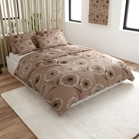Set 2 buc lenjerie cocolino PAMPELINO maro deschis + cearsaf Cocolino microplus cu elastic SOFT 180x200 cm alb, pat dublu