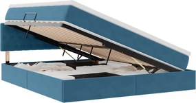 vidaXL Pat cu storage cu saltea Albastru închis 180 x 200 cm Catifea