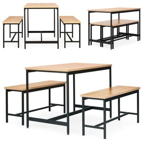 Set de mobilier Loft pentru sufragerie sau bucătărie - masă și 2 bănci