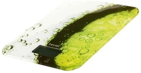 Cantar de bucatarie Beurer KS 19 Fresh, Pana la 5 kg, Tare, Control tactil, LCD, Sticla, Ultra-subtire, Verde