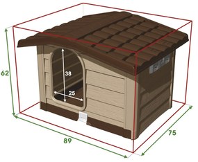 Doghouse Bungalow bej, 89 x 75 x 62 cm