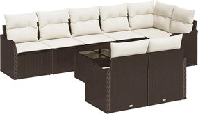 vidaXL Set de canapele pentru grădină 9 pcs maro și alb Rattan poli