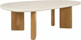 Măsuță cafea ALPEN, ecru/stejar, MDF/microciment/furnir, 130x80x42 cm
