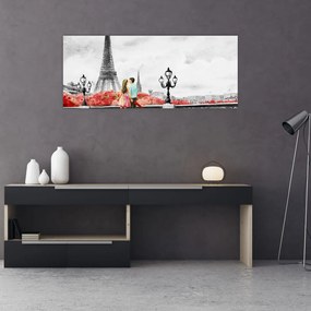 Tablou îndrăgostiții în Paris (120x50 cm)