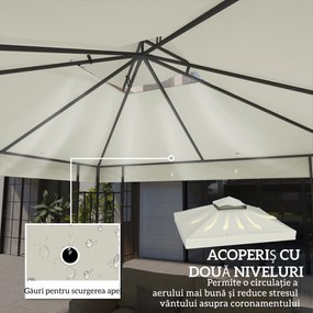 Outsunny invelis de inlocuire pentru Pergola de Gradina cu Doua Nivele si Orificii de Drenaj, 300x300 cm, Alb Crem | Aosom Romania