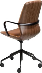 Scaun de birou modern piele sintetica si furnir de nuc Brown