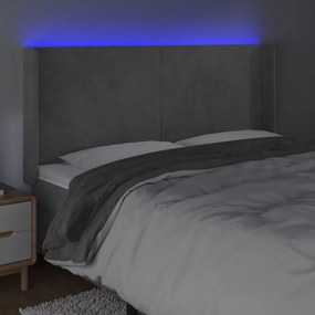 Tablie de pat cu LED, gri deschis, 203x16x118 128 cm, catifea 1, Gri deschis, 203 x 16 x 118 128 cm