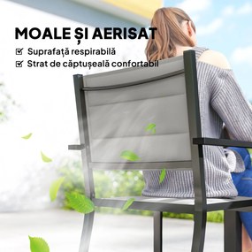 Outsunny masă pentru grădină cu scaune, set masă și scaune pentru grădină, masă și scaune pentru exterior, set de dining pentru grădină, masă extensibilă pentru exterior, set masă și scaune din aluminiu | Aosom Romania