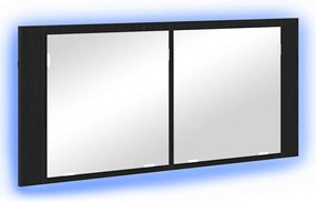 vidaXL Cameră de Oglindă LED cu raft Stejar Negru 100 x 12 x 45 cm