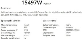 Aplica de perete design modern PETTEY lemn 15497W GL