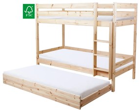 Pat supraetajat cu bariera, 90x200, molid, BENY