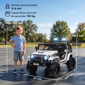 AIYAPLAY Mașină Electrică pentru Copii 3-6 Ani Off-road 12V cu Telecomandă Alb | Aosom Romania