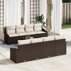 vidaXL Set de canapele pentru grădină cu pernă 9 pcs Maro și Crem