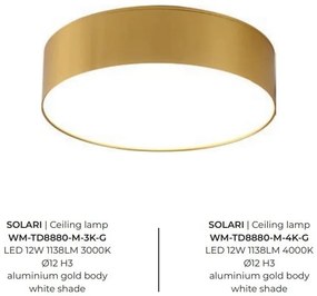 Spot aplicat, Plafoniera LED 4000K SOLARI auriu, 12cm