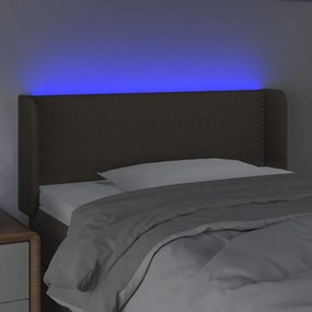 Tablie de pat cu LED, gri taupe, 93x16x78 88 cm, textil 1, Gri taupe, 93 x 16 x 78 88 cm