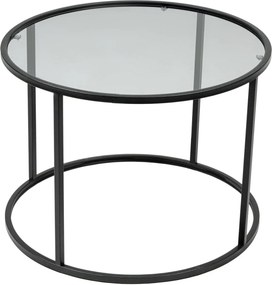 Masuta cafea STARTIS, transparent/negru, sticla/metal, 60x60x45 cm