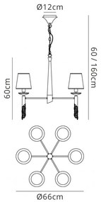 Candelabru elegant cu 6 brate Tiffany crom/ abajur alb