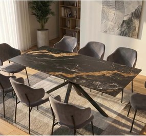 Masa dining cu blat ceramic GALAXIE Aurora Oro 180x90cm