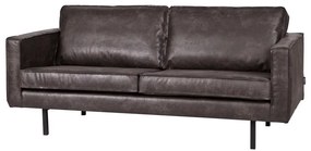 Canapea neagră cu tapițerie din imitație de piele 190 cm Rodeo – WOOOD