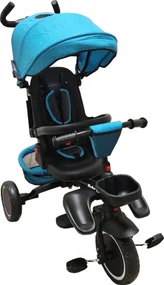 Tricicleta pliabila cu copertina Baby Care™ Folding Trike, Roti din spuma cauciucata EVA, Pedale si maner pentru parinti, Scaun reversibil cu rotire