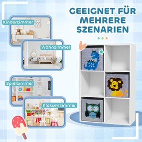 ZONEKIZ Raft de depozitare pentru copii, Cuburi, Sertare, MDF, Protecție împotriva răsturnării, Alb | Aosom Romania