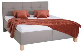 Pat tapițat MARIA 160x200 cm cu saltea și spațiu de depozitare, taupe