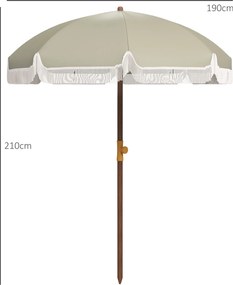 Outsunny Umbrelă de Plajă Portabilă cu Volane în Aer Liber cu Baldachin Ventilat, Geantă de Transport, Ø1.9x2.1 m, Alb-Crem | Aosom Romania