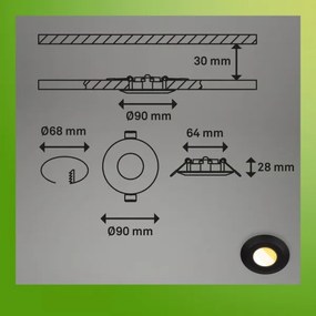 Briloner 7588035 - Set 3x LED plafonieră încastrată pentru baie KLIRA 3xLED/4,9W/230V IP44, negru