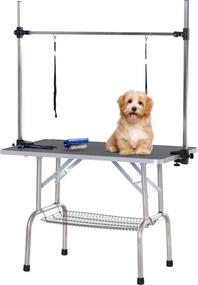 PawHut Masa de Îngrijire a Câinelui Masa de Tuns cu Coș Inferior Masa de Îngrijire a Animalelor de Companie Masa de Frizerie pentru Câini și Pisici până la 100kg Negru | Aosom Romania