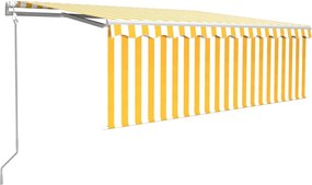 vidaXL Copertină automată cu stor&senzor vânt&LED, galben&alb, 4x3 m