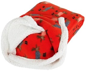 Patura din microplus, imitatie de miel, BUFFALO DEER rosie Dimensiune: 150 x 200 cm