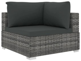 Set mobilier de gradina cu perne, 5 piese, gri, poliratan Gri, 5