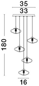 Lustra moderna cu 5 Pendule design decorativ KING aurie