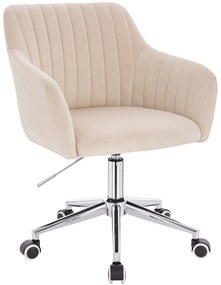 HR190K Scaun Crem din Catifea cu Bază Cromata