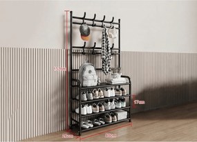 Cuier cu suport pentru pantofi CLOTHORY 80x152 cm, negru