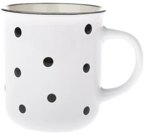 Set de 6 căni din ceramică cu buline negre, 350 ml