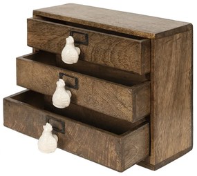 Organizator rustic cu 3 sertare, natur, din lemn, 29x14x22 cm
