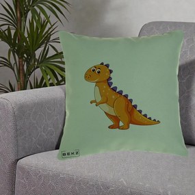 Perna Decorativa T-Rex Portocaliu, 40x40 cm, Verde, Husa Detasabila, Perna Inclusa, BEKZ®